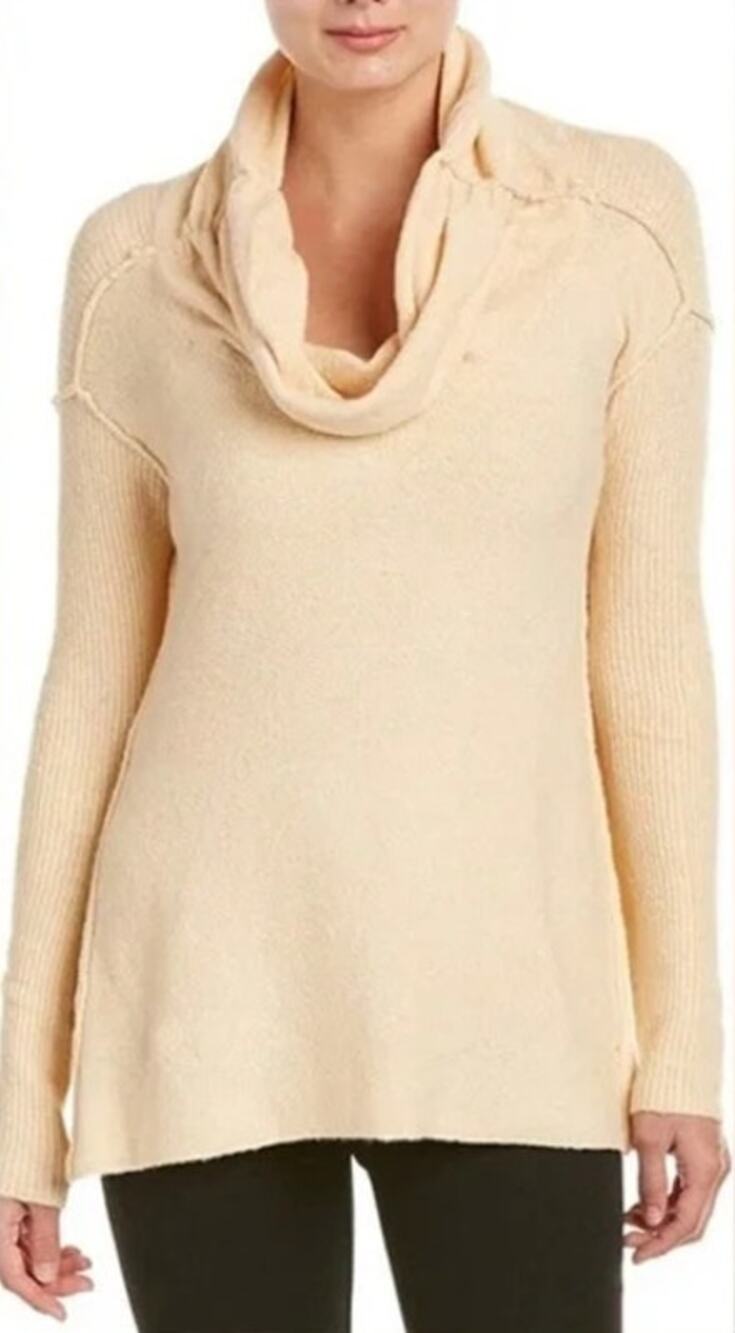 Free People Butter Yellow Wool Blend Cowl Neck Sweater Women's Small